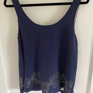 Joie 100% silk navy sleeveless blouse
